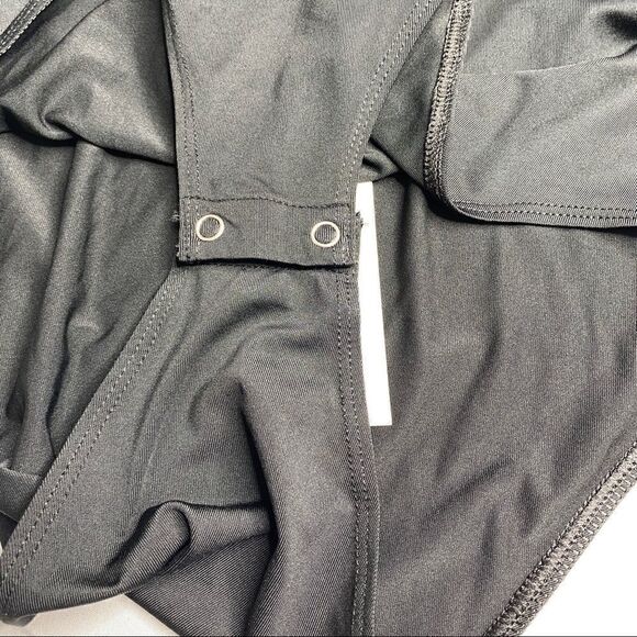 Kendall & Kylie Mesh V Plunge Black Sleeveless Bodysuit NEW - Picture 6 of 10